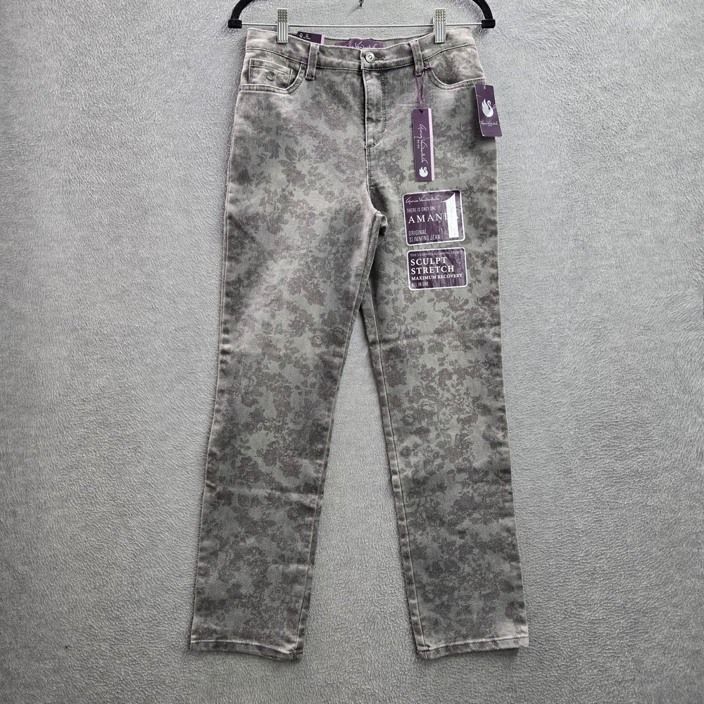Gloria Vanderbilt Women Jeans 6P AVERAGE Gray Denim Floral NWT